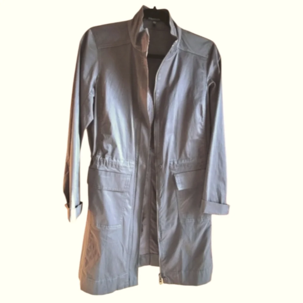 Eileen Fisher Satin Sheen Funnel-Neck Trench Coat - Picture 2 of 14
